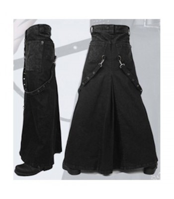 Men Tripp Gothic Long Skirt Punk Rock Maxi Kilt Techno Pants 